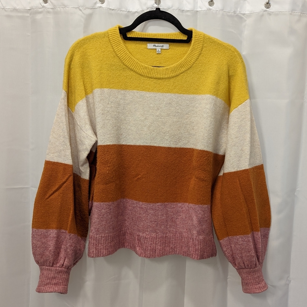 Madewell Striped Balloon Sleeve Sweater | XS